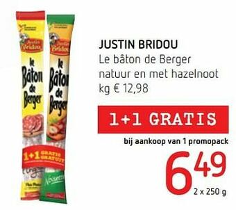 Justin bridou le bâton de berger natuur en met hazelnoot