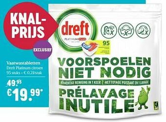 Delhaize Vaatwastabletten dreft platinum citroen aanbieding