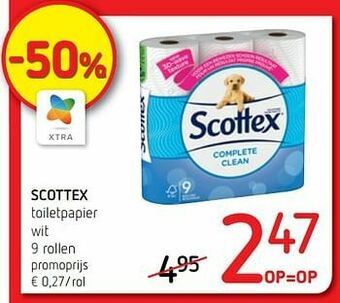 Spar Colruyt Scottex toiletpapier wit 9 rollen aanbieding