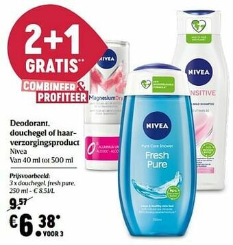 Delhaize Nivea douchegel, fresh pure aanbieding
