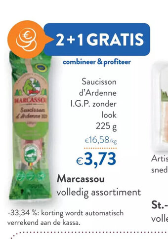 Marcassou Saucisson d'ardenne I.G.P. zonder look 225g