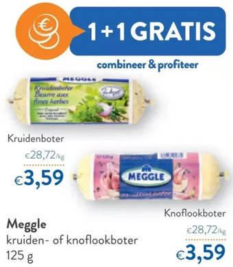 OKay Meggle kruiden- of knoflookboter 125 g aanbieding