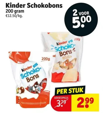 Kruidvat Kinder schokobons 200 gram aanbieding