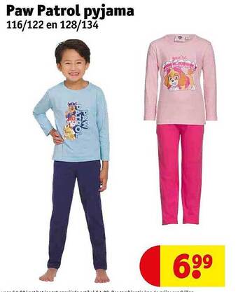 Kruidvat Paw patrol pyjama aanbieding