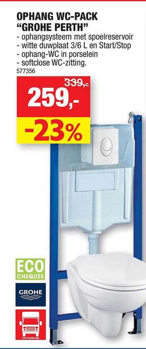 Hubo Ophang wcpack grohe perth aanbieding