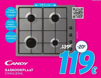 Krëfel Candy Gaskookplaat CHW6LBXNL aanbieding