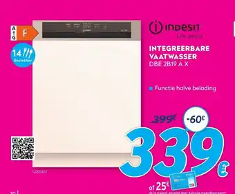 Krëfel Indesit Integreerbare Vaatwasser DBE 2B19 A X aanbieding