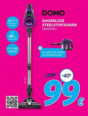 Krëfel Domo Snoerloze Steelstofzuiger D01001SV aanbieding