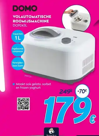 Krëfel DOMO Volautomatische Roomijsmachine DO9243L aanbieding