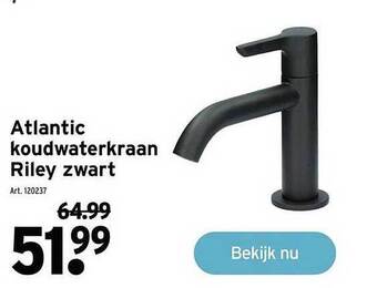 GAMMA Atlantic koudwaterkraan riley zwart aanbieding