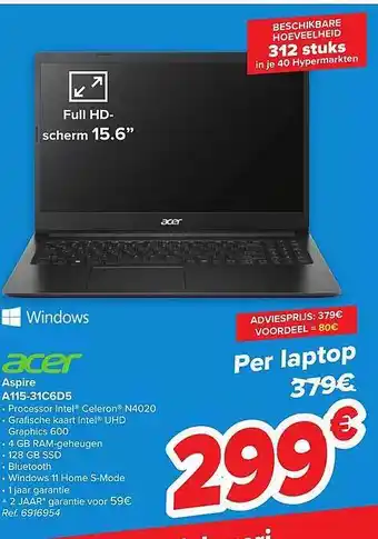 Carrefour Acer aspire aanbieding