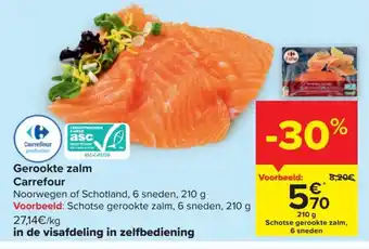 Carrefour Gerookte zalm 210g aanbieding