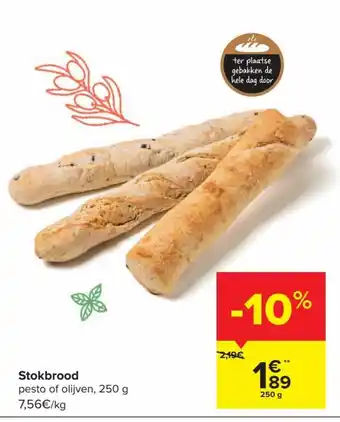 Carrefour Stokbrood 250g aanbieding