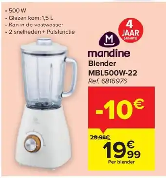 Carrefour Mandine blender MBL500W-22 aanbieding