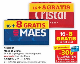 Carrefour Maes krat bier 24 x 25cl aanbieding