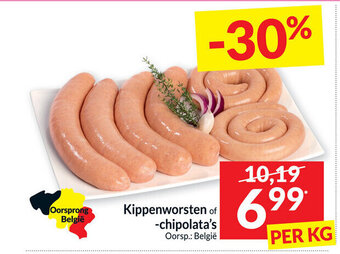 Intermarché Kippenworsten of -chipolata's per kg aanbieding