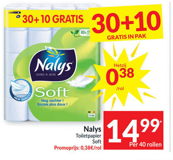 Intermarché Nalys toiletpapier soft per 40 rollen aanbieding