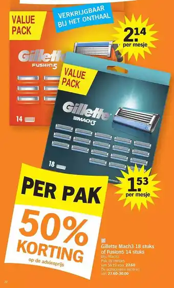 Albert Heijn Gillette mach 3 of fusion5 aanbieding