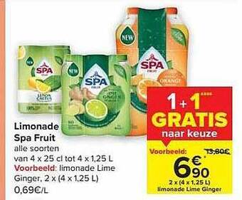 Carrefour Limonade spa fruit aanbieding