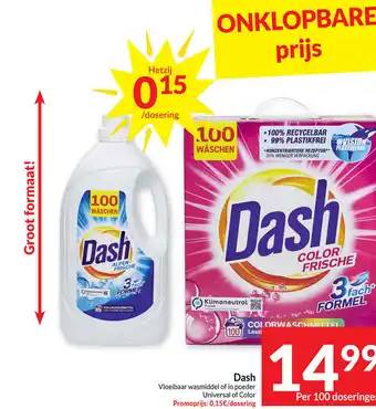 Intermarché Dash Vloeibaar Wasmiddel of in Poeder Universal of Color 100 Doseringen aanbieding
