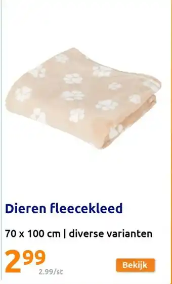 Action Dieren Fleecekleed 70 x 100cm Diverse Varianten aanbieding