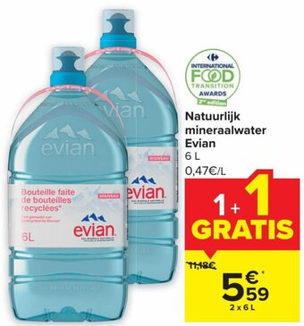 Carrefour Market Evian Natuurlijk Mineraalwater 2 x 6L aanbieding