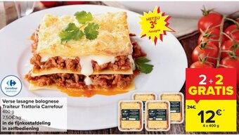 Carrefour Market Verse Lasagne Bolognese Traiteur Trattoria Carrefour 4 x 400g aanbieding