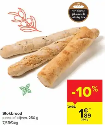 Carrefour Market Stokbrood Pesto of Olijven 250g aanbieding