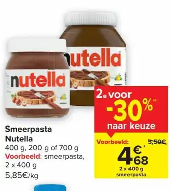 Carrefour Market Nutella Smeerpasta 2 x 400g aanbieding