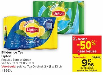 Carrefour Market Lipton Blikjes Ice Tea 2 x (8 x 33cl) aanbieding