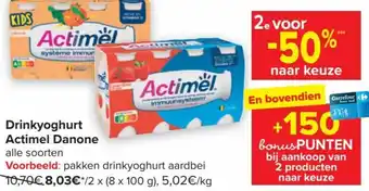 Carrefour Market Actimel Danone Drinkyoghurt Alle Soorten aanbieding