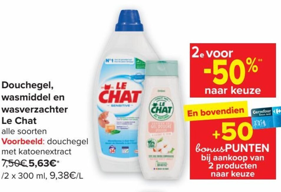 Le Chat Douchegel, Wasmiddel en Wasverzachter Alle Soorten promotie bij