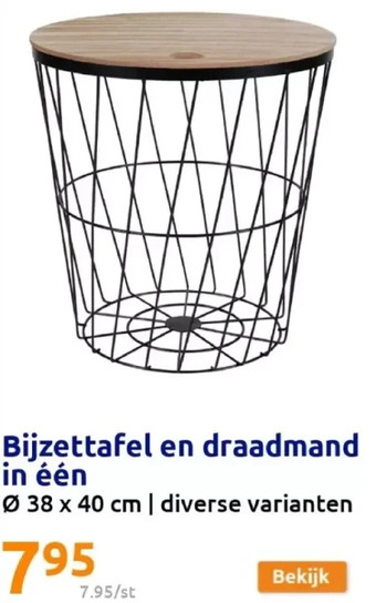Action Bijzettafel en draadmand in één aanbieding