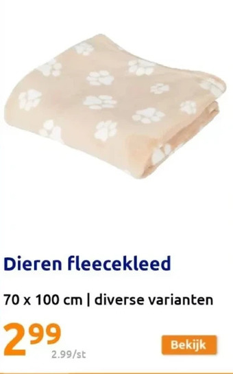 Action Dieren fleecekleed aanbieding