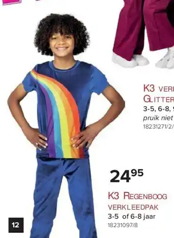 Euroshop K3 regenboog verkleedpak 3-5 of 6-8 jaar aanbieding