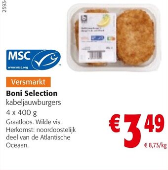 Colruyt Boni selection kabeljauwburgers 4 x 400g aanbieding