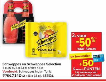 Carrefour Schweppes en schweppes selection aanbieding