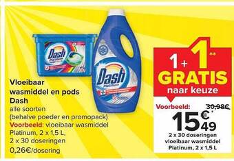 Carrefour Vloeibaar wasmiddel en pods dash aanbieding