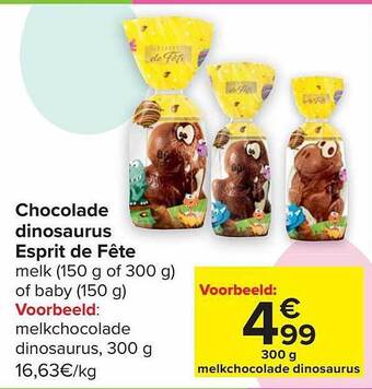 Carrefour Chocolade dinosaurus esprit de fête aanbieding