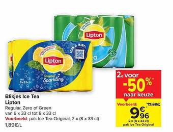 Carrefour Blikjes ice tea lipton aanbieding