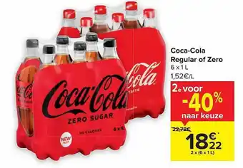 Carrefour Cocacola regular of zero aanbieding