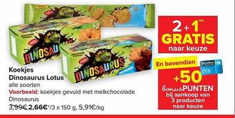 Carrefour Koekjes dinosaurus lotus aanbieding