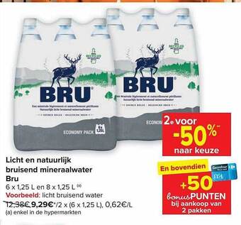 Carrefour Licht en natuurlijk bruisend mineraalwater bru aanbieding