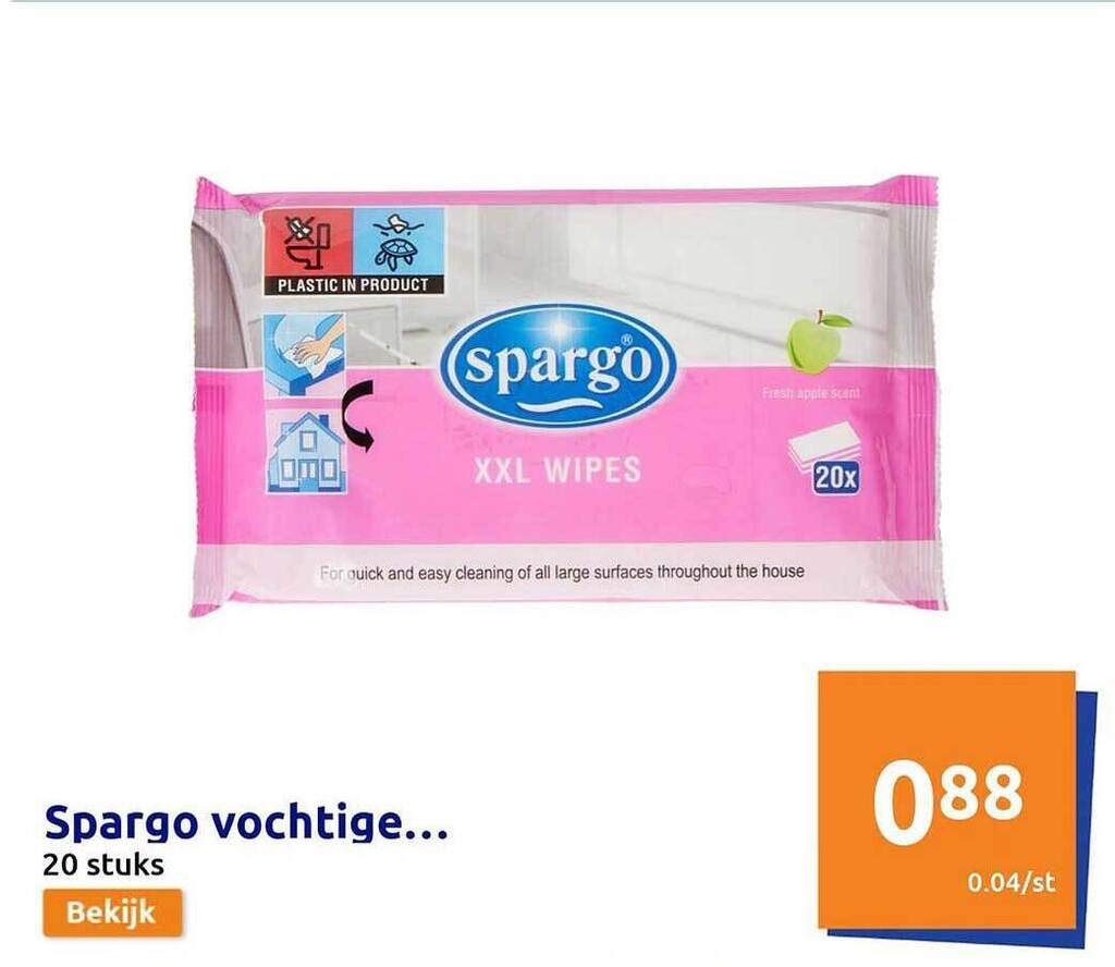 Spargo vochtige xxl wipes promotie bij Action