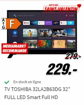 Toshiba TV 32LA2B63DG 32" full led smart full HD