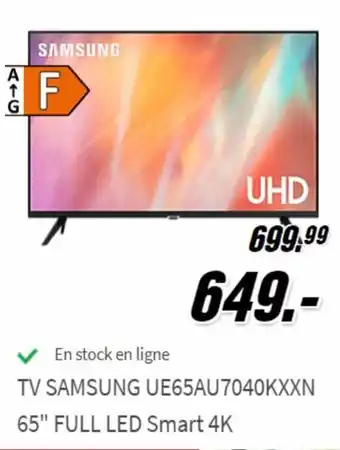 MediaMarkt Samsung TV UE65AU7040KXXN 65" full led smart 4K aanbieding