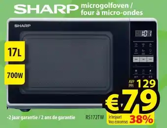 ElectroStock Sharp microgolfoven/ four a micro-ondes 17 L, 700 W RS172TW aanbieding