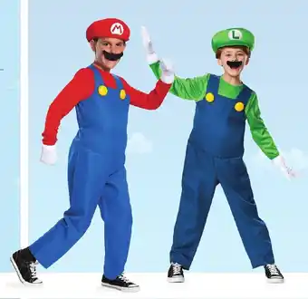 Supra Bazar Super Mario verkleedpak mario of luigi deluxe 4-6 / 7-8 / 10-12 jaar 30293809 / 30293832 per stuk aanbieding