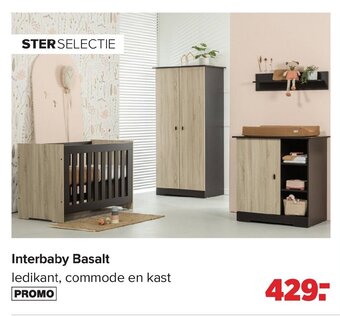 Baby-Dump Interbaby basalt ledikant, commode en kast aanbieding