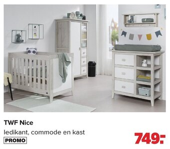Baby-Dump TWF nice ledikant, commode en kast aanbieding
